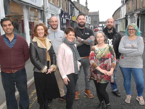 The businesses of Westmoreland Street: Asim Manzoor, Margaret Ballinger, Chris                  Anderson, Ross Kelly, Liam Jameson, Sherry Shirley,Angela Charleton and Jillian Welch