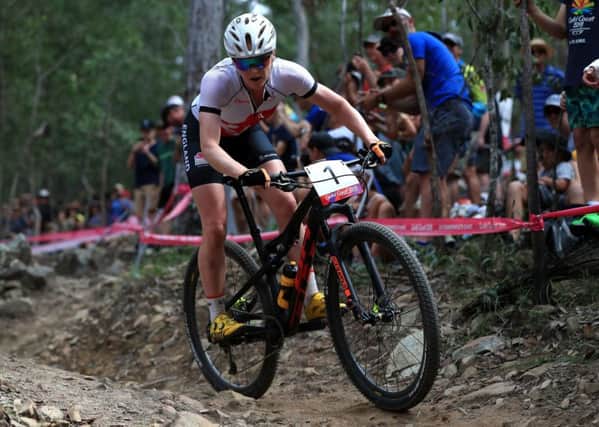 Finest hour: Annie Last riding towards a gold medal in the womens mountain bike cross-country at the Commonwealth Games. (Picture: PA)