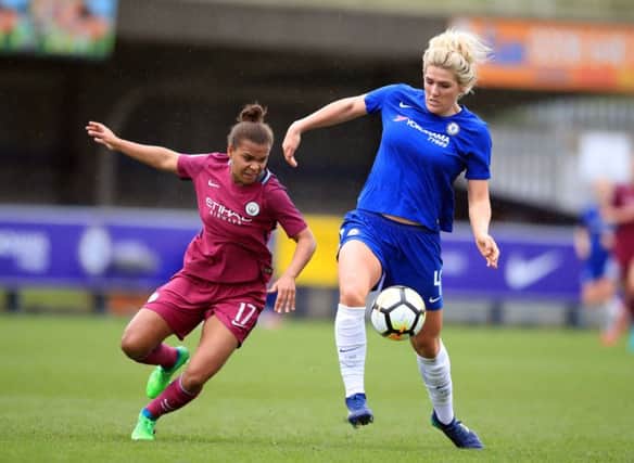 Homecoming: Chelsea defender Millie Bright, right, will represent England at the New York Stadium in Rotherham on Sunday. (Picture: PA)