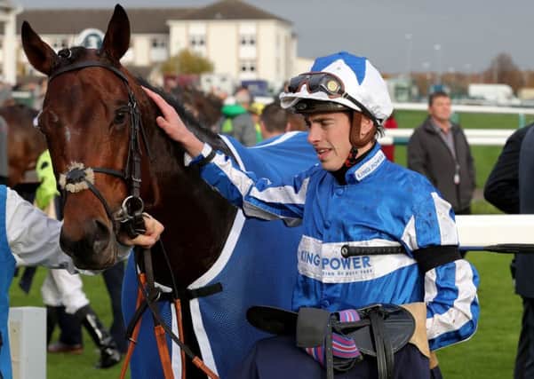 Jockey James Doyle after a poignant win for Donjuan Triumphant at Doncaster.