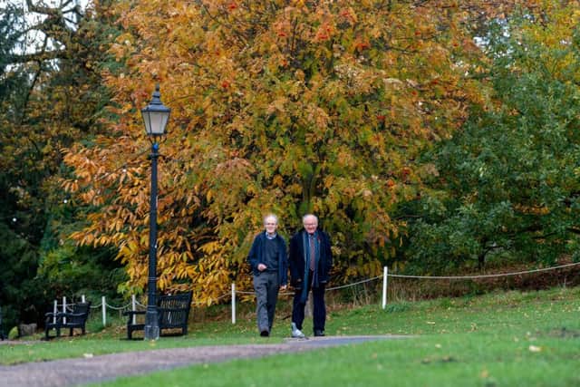 Date:8th November 2018.
Picture James Hardisty.
YP Magazine..........(left to right) Professor Peter Hogarth & Ewan Anderson, have written a new book about York Museum Gardens and it's history.