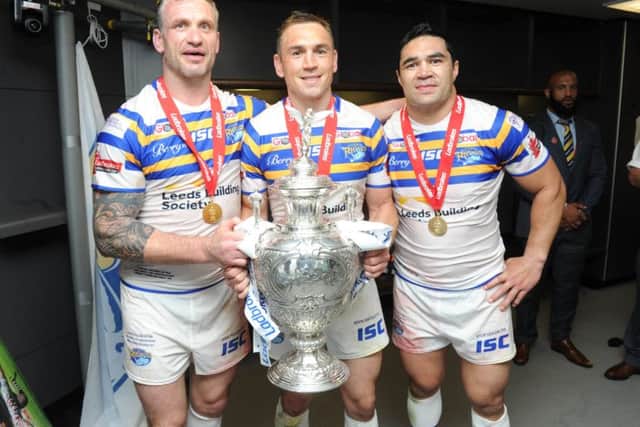Challenge Cup Final Wembley 2015 Leeds Rhinos v Hul;l KR aug 29th 2015
Jamie Peacock Kevin Sinfield and Kylie Leuluai