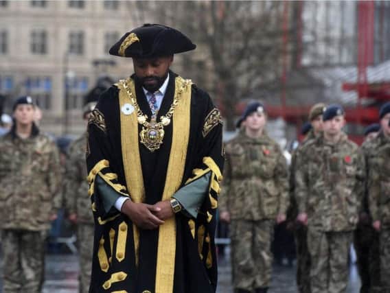 Magid Magid wore a white poppy on Remembrance Sunday.