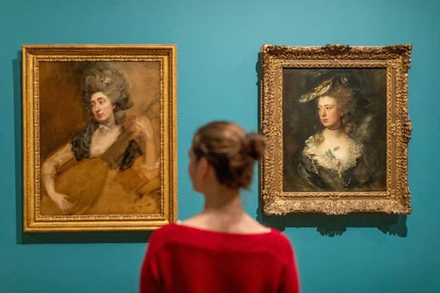 A recently discovered portrait (on the left) by artist Thomas Gainsborough of his daughter Margaret playing a Cittern