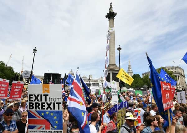 Crowds taking part in the People's Vote march for a second EU referendum at Trafalgar Square in central London. Picture: John Stillwell/PA Wire