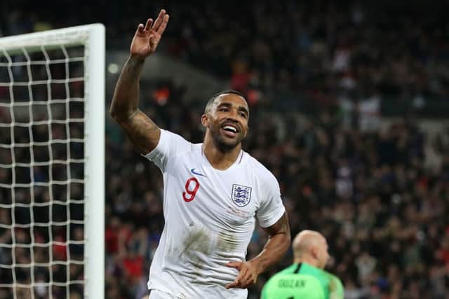 England's Callum Wilson celebrates scoring England's third goal against the USA (Picture: Nick Potts/PA Wire)