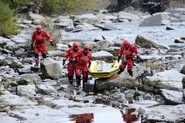 Feature on the Swaledale Mountain Rescue Team, Catterick Garrison.. The team are pictured in the river at Richmond North Yorkshire. .. .7th November 2018 ..Picture by Simon Hulme