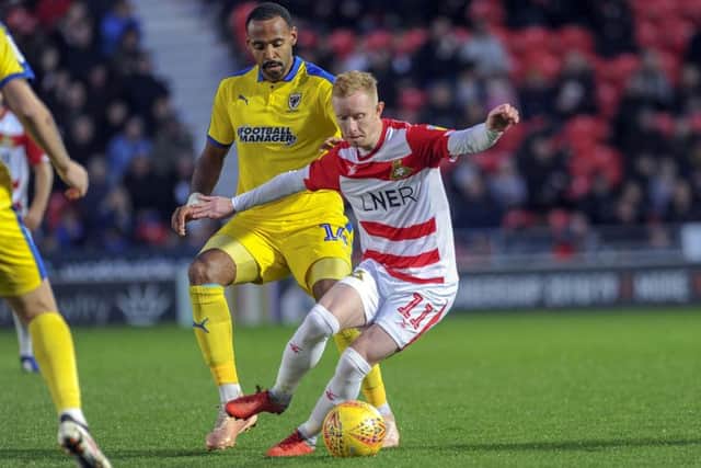 Doncaster Rovers Ali Crawford, in action against AFC Wimbledon. Picture: Scott Merrylees