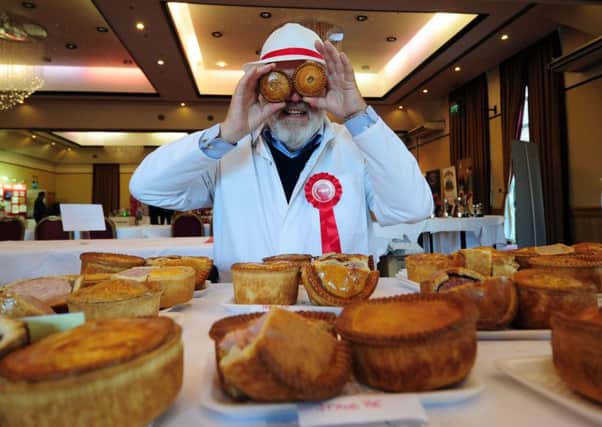 The Great Yorkshire Pork Pie and sausage competition at Cedar Court Hotel, Leeds.. Pork Pie Judge Stuart Blakey pictured at the competition 18th November 2018 ..Picture by Simon Hulme