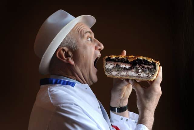 The Great Yorkshire Pork Pie and sausage competition at Cedar Court Hotel, Leeds.. Pork Pie Judge Neil Curtis pictured at the competition 18th November 2018 ..Picture by Simon Hulme