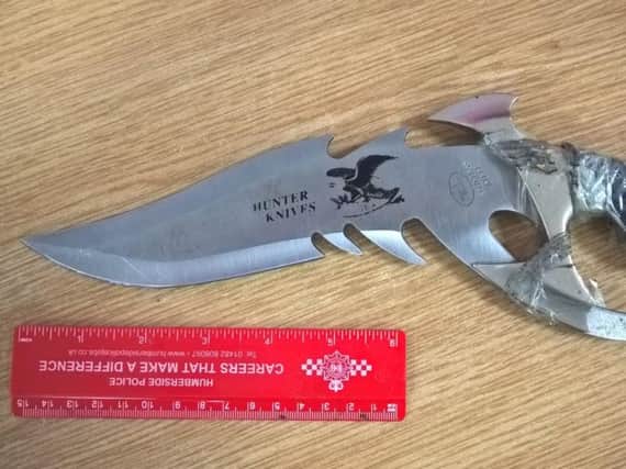 The 'zombie knife' seized in a police raid in Bridlington today.