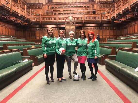 MPs have a kickabout in the House of Commons