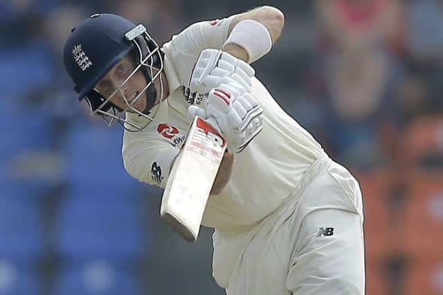 England's Joe Root plays a shot during the third day of the second test. (AP Photo/Eranga Jayawardena)