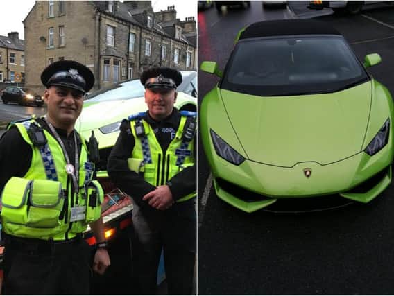 The lime green Lamborghini recovered by police. Photo: West Yorkshire Police