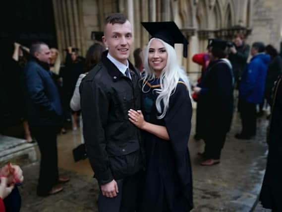 Tom Hardie proposed to his girlfriend Kate Woodward at her graduation ceremony at York University