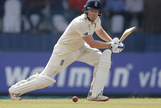 England's Jonny Bairstow plays a shot through the covers  in Colombo on day one of the third Test against Sri Lanka. Picture: AP/Eranga Jayawardena