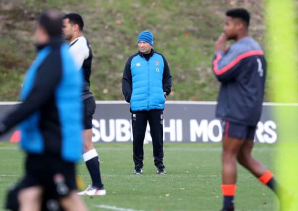 England's head coach Eddie Jones during the training session at Pennyhill Park. Picture: Andrew Matthews/PA