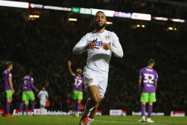 Leeds United's Kemar Roofe celebrates his goal. Picture: Tony Johnson.