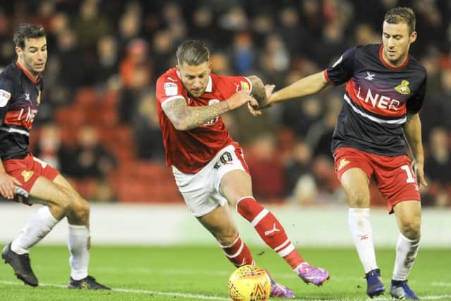 Barnsley's George Moncur breaks free on the edge of the box