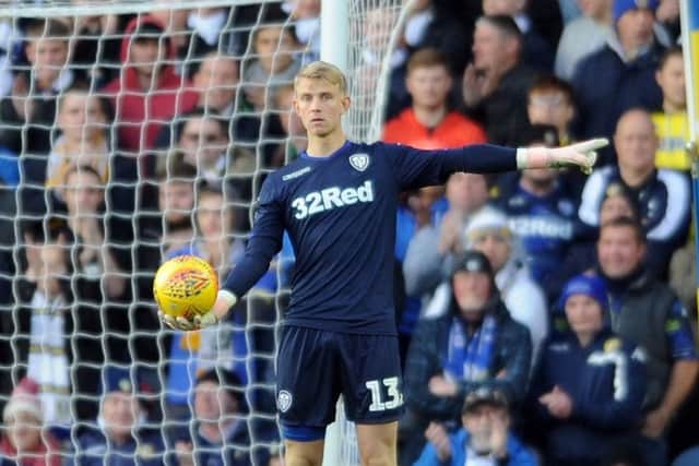 CONVEYOR BELT: Leeds United goalkeeper Will Huffer helped point the Whites towards a win against Bristol City at Elland Road on Saturday. Picture: Tony Johnson.