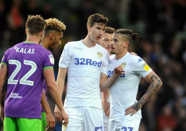 NEWCOMER: Leeds United's Aapo Halme, left, and Kalvin Phillips in action against Bristol City at Elland Road on Saturday. Picture: Tony Johnson.