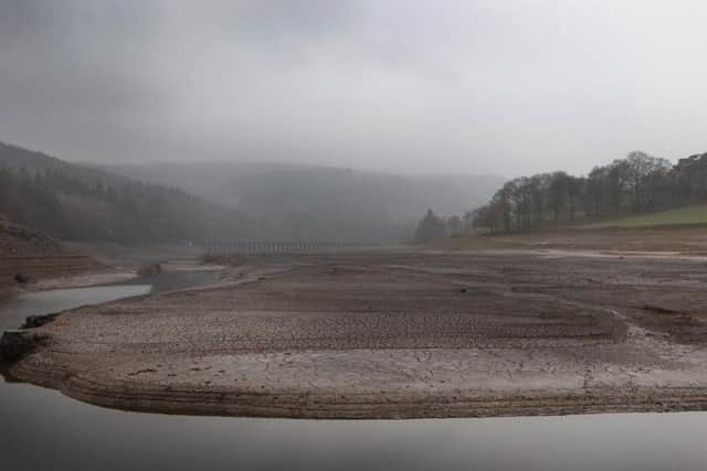 Derwent Hall and village exposed by the very low level of Ladybower Reservoir