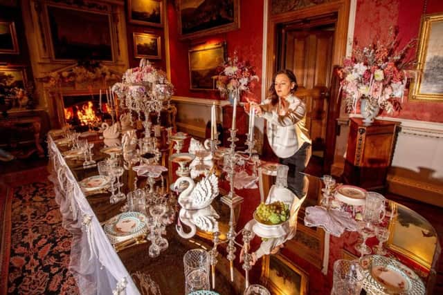 Theatre set designers have created the festive backdrop at Castle Howard for Christmas