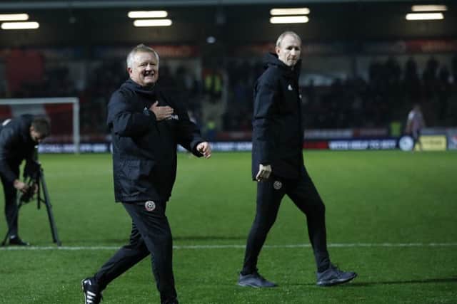 Sheffield United boss Chris Wilder manager enjoys the win at Griffin Park. Picture: David Klein/Sportimage