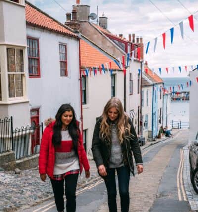 Bonnie Rahkit, left, aka The Style Traveller, wears Barbour Bressay shirt, Â£79.95; Padstow knit, Â£99.95; Bernera red quilted jacket, Â£179; Sara boots, Â£129. Sinead Crowe of LoveStyleMindfulness wears Mablethorpe was jacket, Â£295; Barbour essential slim jeans, Â£79.95; Seahouse knit, Â£79.95. All at Barbour.com.