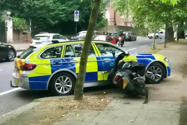 A moped rider was knocked off his bike and now the officer is being investigated