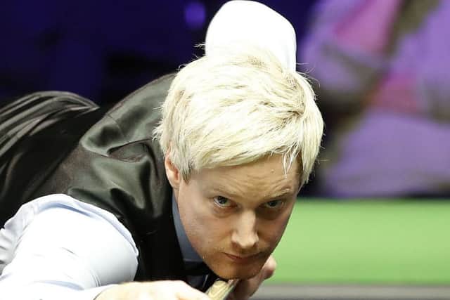 Neil Robertson in action during his narrow success over Graeme Dott.