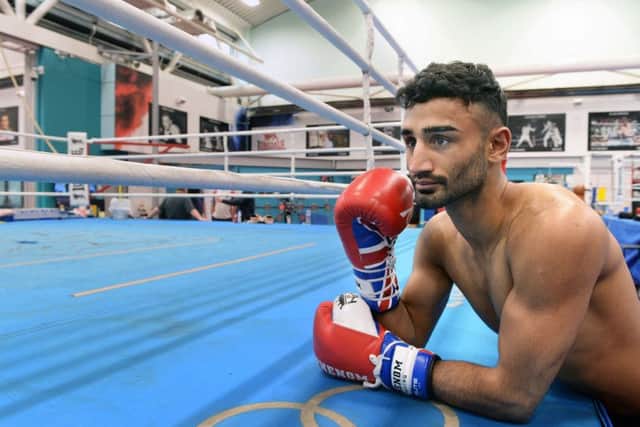 Bradford boxer Harris Akbar at the EIS in Sheffield (Pictures: Steve Ellis)