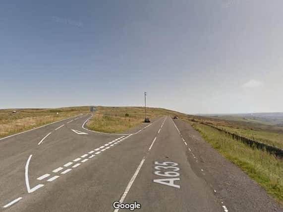 The junction of Wessenden Head Road and Greenfield Road on moorland near Holmfirth. Photo: Google