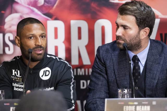 Kell Brook and Eddie Hearn at yesterday's final press conference in Sheffield. (Picture: Mark Robinson)