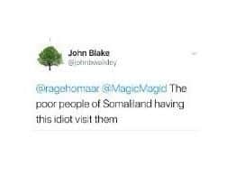 One of the tweets from the 'John Blake' account to Magid Magid.