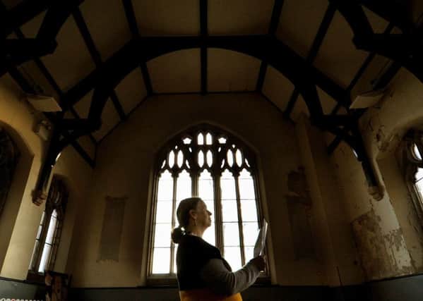 Marcia McLuckie  in the 1867 Great Hall in the Old Grammar School in Richmond