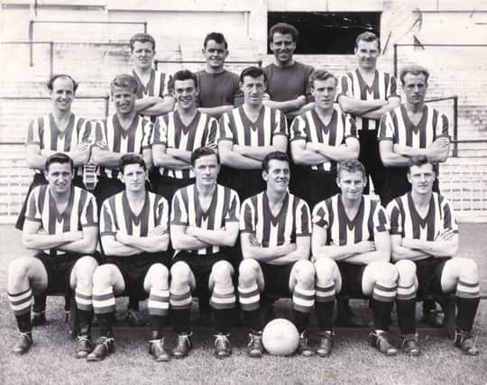 Jim Iley (extreme right, middle row) with Sheffield United's team of 1957-58