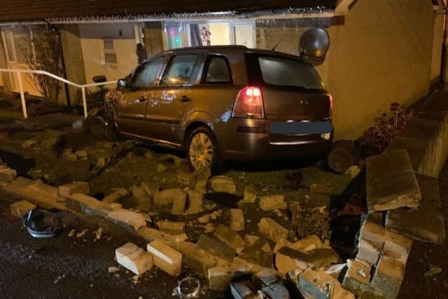 A car smashed into a bungalow in Clifton last night.