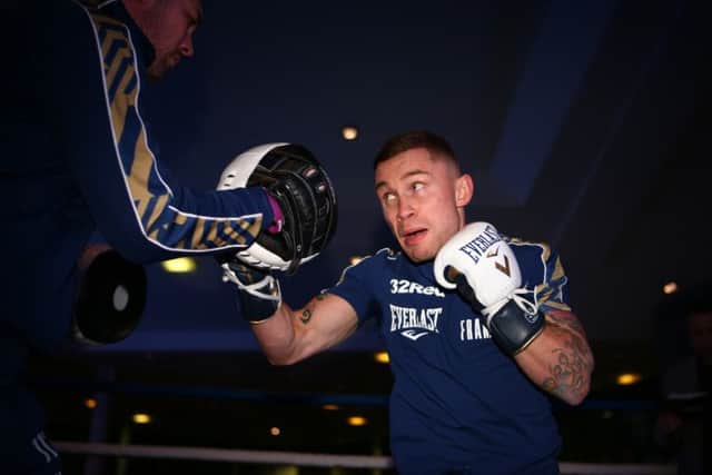 Carl Frampton during the public workout at the National Football Museum in Manchester. Picture: Dave Thompson/PA