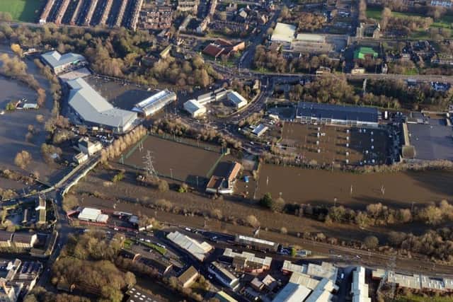 An aerial view of the Leeds floods.