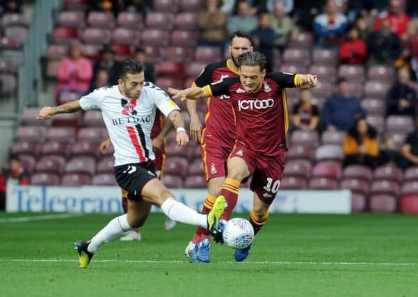 LOAN STAR:  Jack Payne, in action for Bradford City. Picture Tony Johnson.