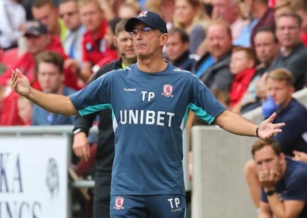 CHIN UP: Middlesbrough manager Tony Pulis. Picture: Mark Kerton/PA