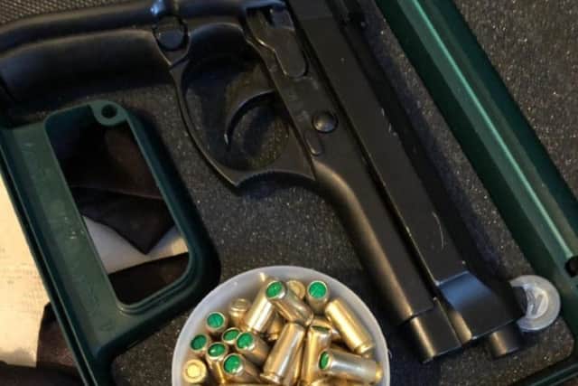 The blank-firing pistol and ammunition found during a drugs raid in Bridlington.