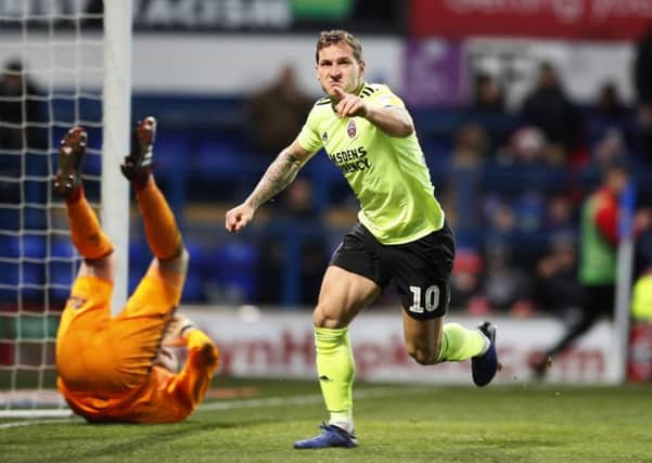 Billy Sharp wheels away after equalising against Ipswich Town at Portman Road (Picture: Simon Bellis/Sportimage).