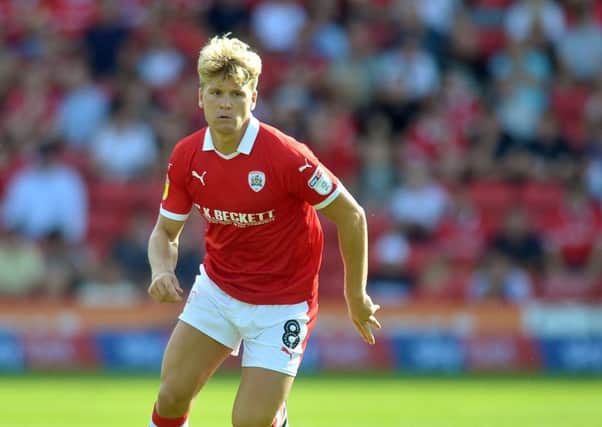 Barnsley's Cameron McGeehan scored the only goal of the game at Blackpool having made a crucial clearance at the other end of the pitch (Picture: Tony Johnson).