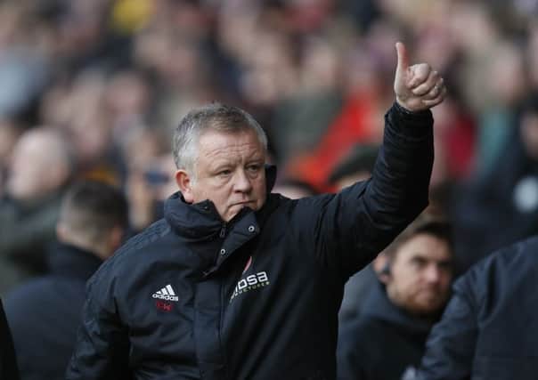 Chris Wilder acknowledges the home fans at Bramall Lane on Boxing Day. Picture: Simon Bellis/Sportimage