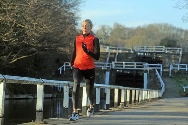 Doing the hard yards: Leeds 800m runner and Commonwealth Games finalist Alexandra Bell training by the Leeds-Liverpool canal at Apperley Bridge.  Picture: Tony Johnson