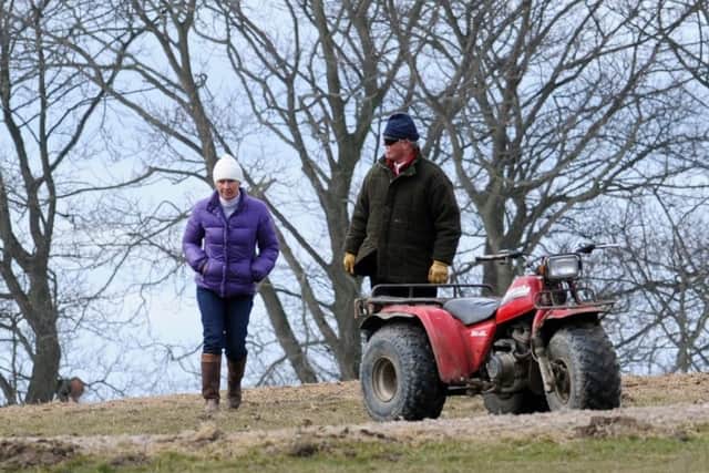 harvey Smith and his wife Sue on their gallops at Bingley.