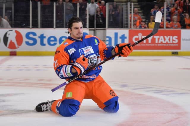 Sheffield Steelers' Anthony DeLuca scored a fine indivisual goal against Manchester. Picture: Dean Woolley.