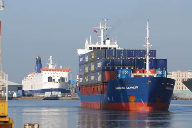 Hull docks container vessel.  . Source: Associated British Ports
